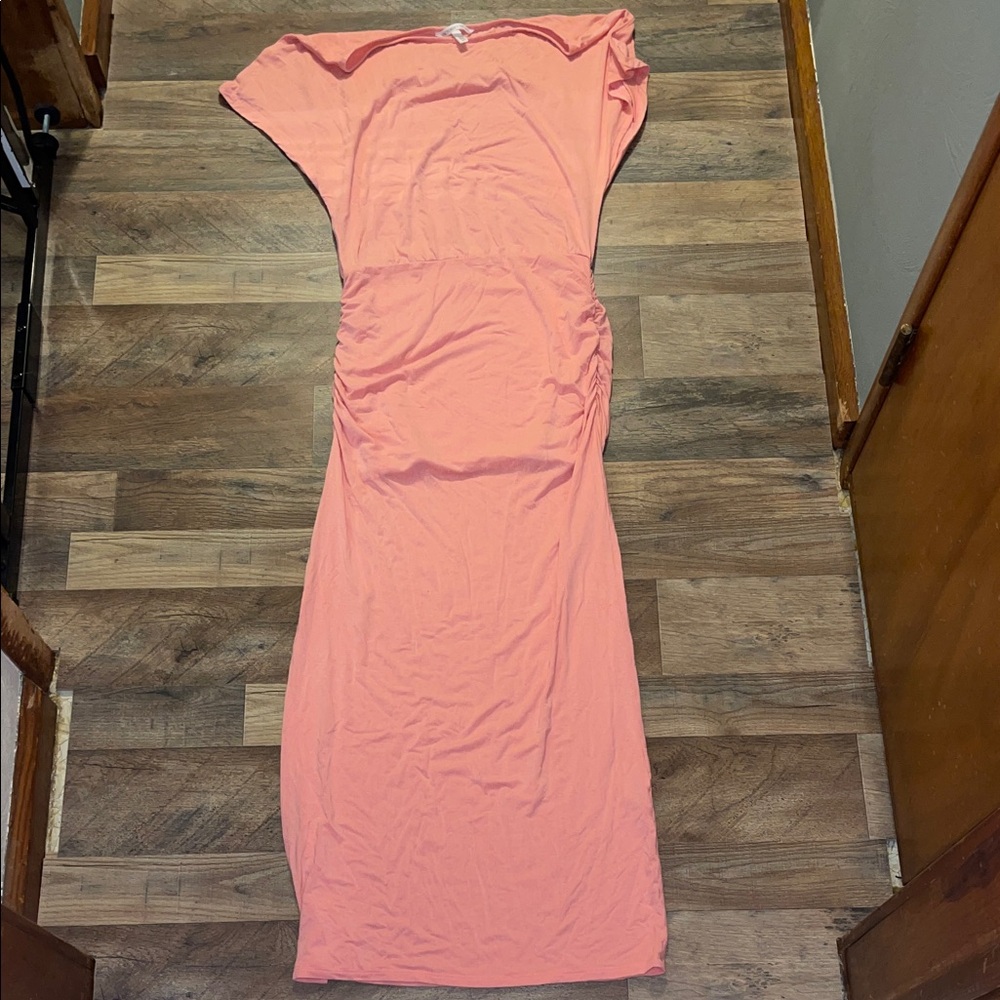 Victorias Secret Pink Maxi Dress side slit, ruched on hips size M good condition